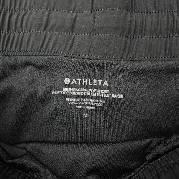 Athleta Shorts Womens Medium Black Mesh Racer Run 4" Running Athletic Quick Dry - Picture 2 of 5